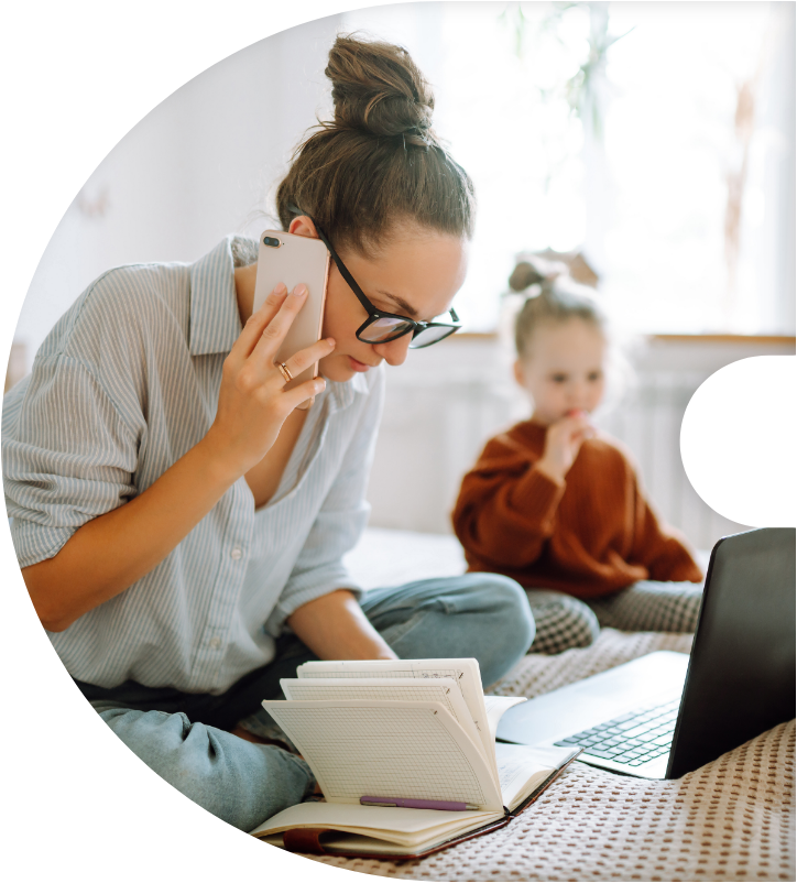 Parent on phone
